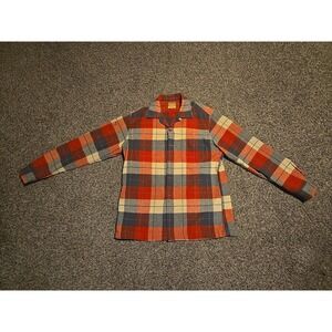 Vintage 60s McGregor M 100% Wool Plaid Flannel Long Shirt Loop Collar
